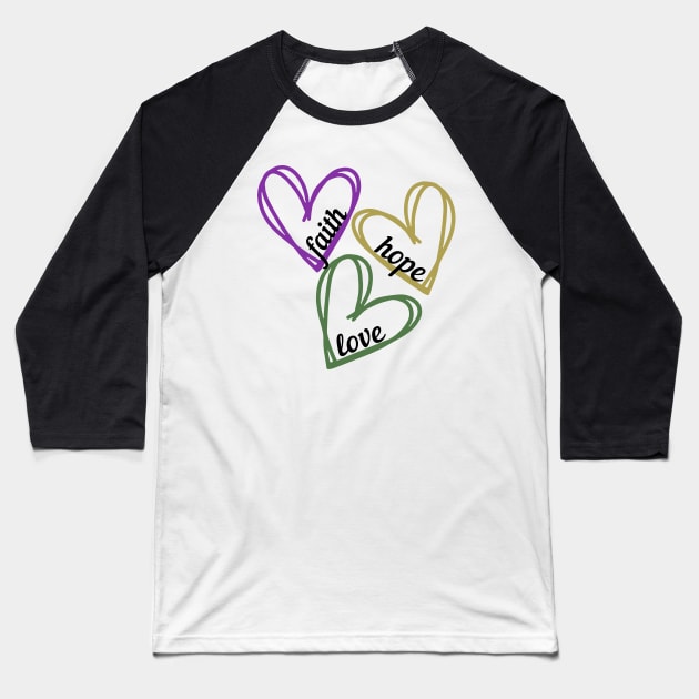 faith hope love hearts Baseball T-Shirt by SpoonyGallery